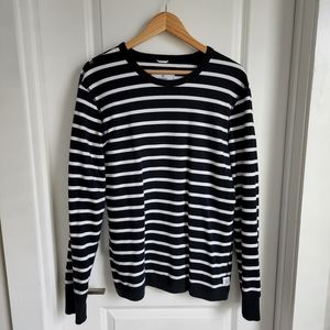 Reigning Champ - Striped Terry Crewneck - Navy/White - L